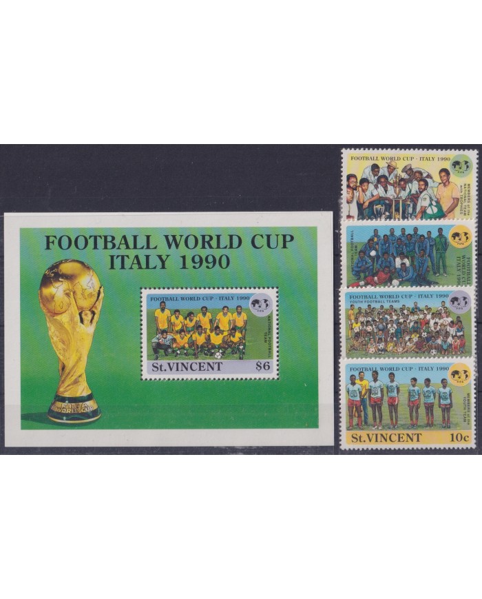 F-EX52209 ST VINCENT MNH 1990 SOCCER WORLD CUP FOOTBALL.