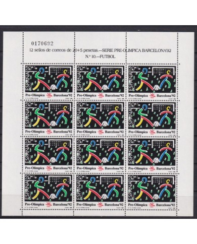 F-EX51951 SPAIN ESPAÑA MNH 1989 OLYMPIC BARCELONA MINISHEET Nº10 SOCCER FOOTBALL.