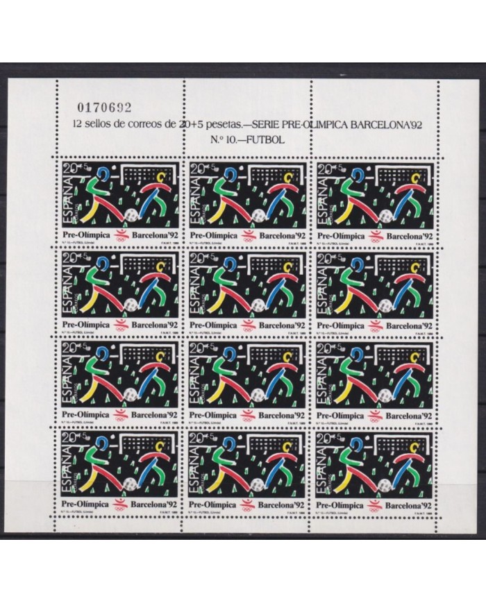 F-EX51951 SPAIN ESPAÑA MNH 1989 OLYMPIC BARCELONA MINISHEET Nº10 SOCCER FOOTBALL.