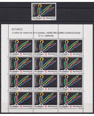 F-EX51953 SPAIN ESPAÑA MNH 1989 OLYMPIC BARCELONA MINISHEET Nº11 GYM GIMNASTICS.