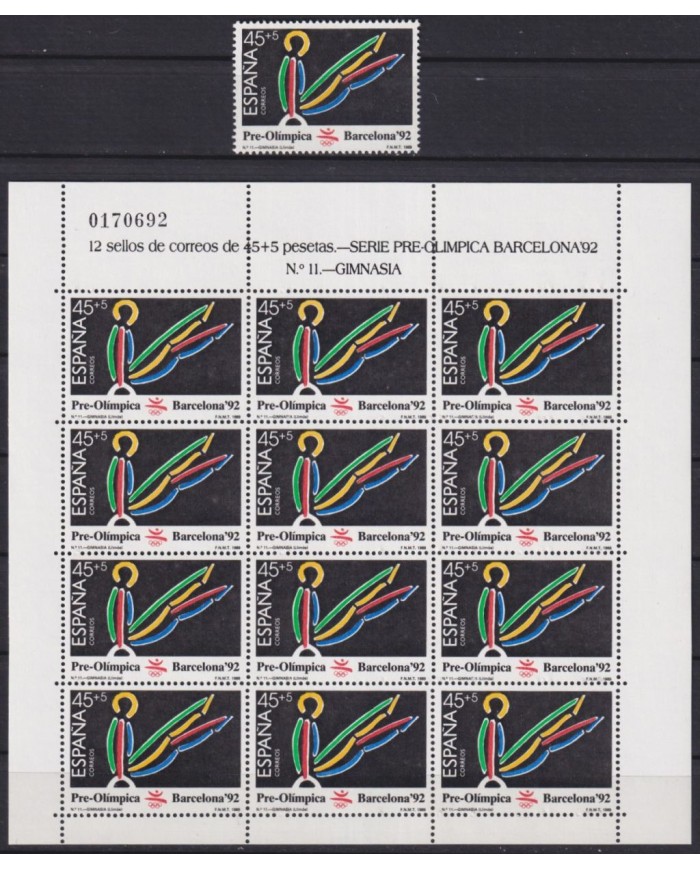 F-EX51953 SPAIN ESPAÑA MNH 1989 OLYMPIC BARCELONA MINISHEET Nº11 GYM GIMNASTICS.