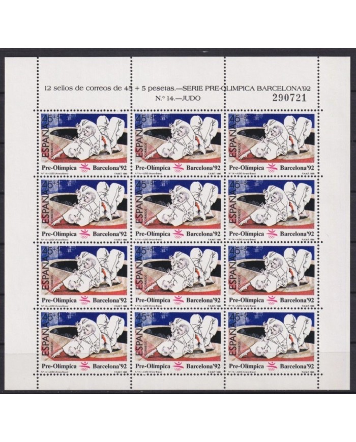 F-EX51954 SPAIN ESPAÑA MNH 1990 OLYMPIC BARCELONA MINISHEET Nº14 JUDO.