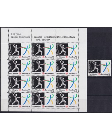 F-EX51072 SPAIN ESPAÑA MNH 1989 OLYMPIC BARCELONA MINISHEET Nº9 FENCING.