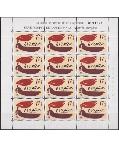 F-EX51073 SPAIN ESPAÑA MNH 1992 OLYMPIC BARCELONA MINISHEET TOURCH.