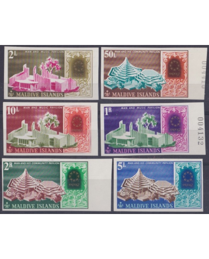 F-EX52282 MALDIVES IS 1967 MNH IMPERFORATED MONTREAL WORLD EXPO´67 PAVILION.