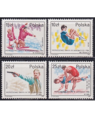 F-EX49432 POLAND MNH 1987 SPORT SHUTTING WRESTLING CANOES SWIMMING.