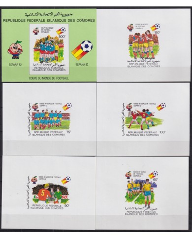 F-EX52402 COMORES MNH 1982 CHAMPIONSHIP SOCCER FOOTBALL 6 IMPERF PROOF.