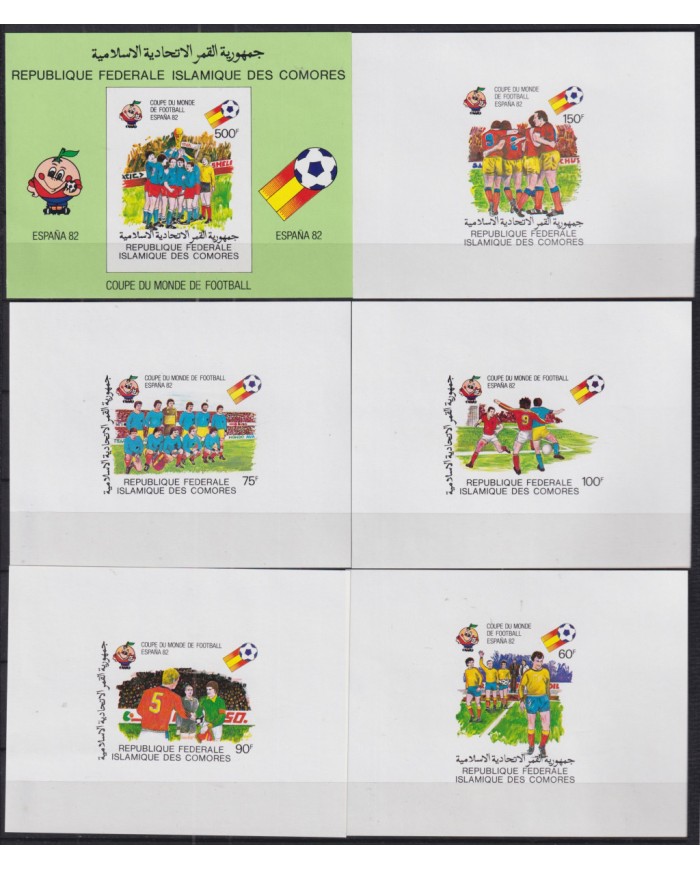 F-EX52402 COMORES MNH 1982 CHAMPIONSHIP SOCCER FOOTBALL 6 IMPERF PROOF.