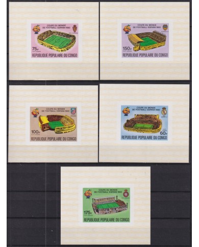 F-EX52405 CONGO MNH 1982 SOCCER FOOTBALL 5 IMPERF PROOF.