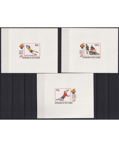F-EX51969 YVORY COAST MNH 1982 CHAMPIONSHIP SOCCER FOOTBALL IMPERF CARDBOARD.