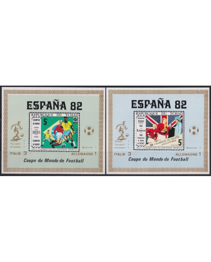 F-EX52407 CHAD MNH 1982 CHAMPIONSHIP SOCCER FOOTBALL IMPERF WINNER GOLDEN OVERPRINT.