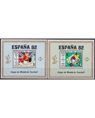 F-EX52408 CHAD MNH 1982 CHAMPIONSHIP SOCCER FOOTBALL 2 IMPERF GOLDEN OVERPRINT.