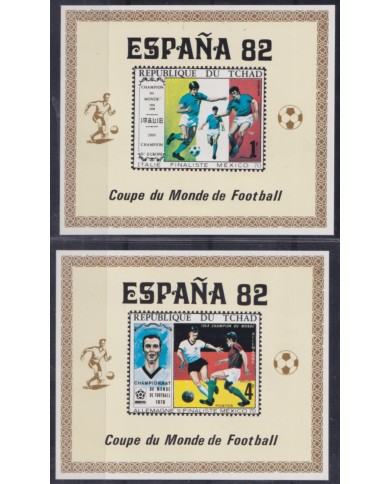 F-EX52409 CHAD MNH 1982 CHAMPIONSHIP SOCCER FOOTBALL 2 IMPERF GOLDEN OVERPRINT.