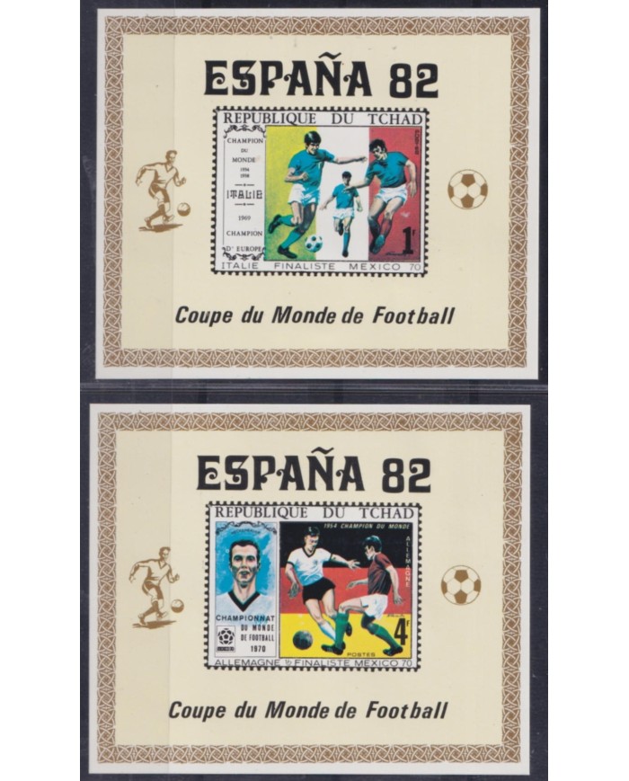 F-EX52409 CHAD MNH 1982 CHAMPIONSHIP SOCCER FOOTBALL 2 IMPERF GOLDEN OVERPRINT.