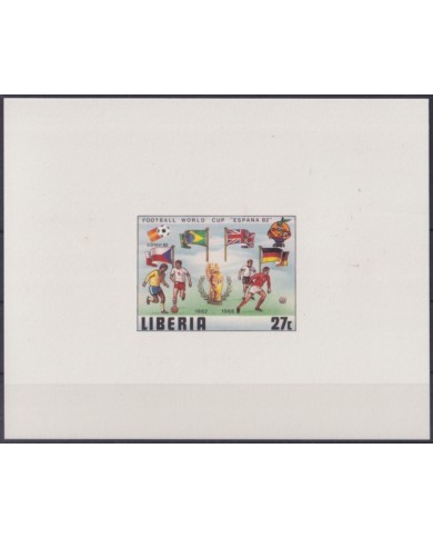 F-EX52427 LIBERIA MNH 1982 CHAMPIONSHIP SOCCER FOOTBALL IMPERF CARDBOAD PROOF.