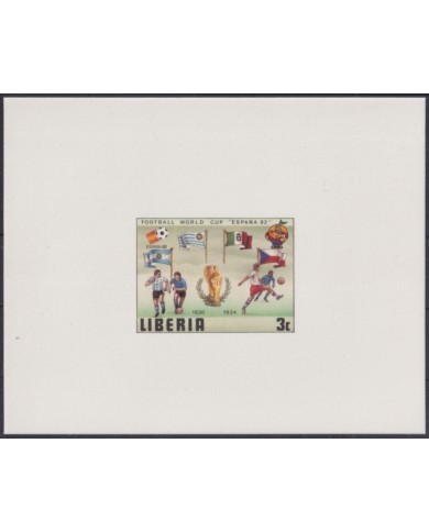 F-EX52428 LIBERIA MNH 1982 CHAMPIONSHIP SOCCER FOOTBALL IMPERF CARDBOAD PROOF.