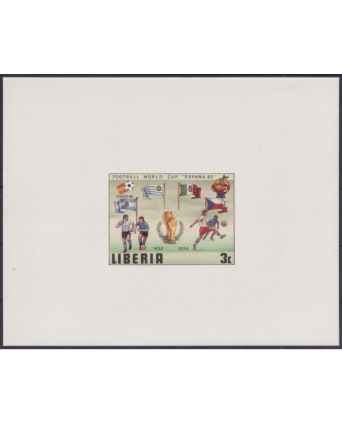 F-EX52428 LIBERIA MNH 1982 CHAMPIONSHIP SOCCER FOOTBALL IMPERF CARDBOAD PROOF.