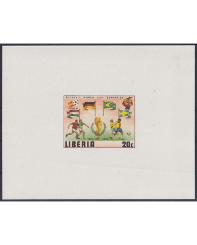 F-EX52429 LIBERIA MNH 1982 CHAMPIONSHIP SOCCER FOOTBALL IMPERF CARDBOAD PROOF.