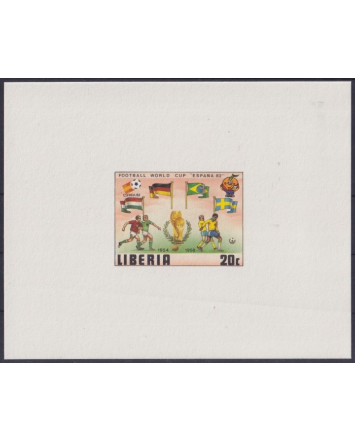 F-EX52429 LIBERIA MNH 1982 CHAMPIONSHIP SOCCER FOOTBALL IMPERF CARDBOAD PROOF.