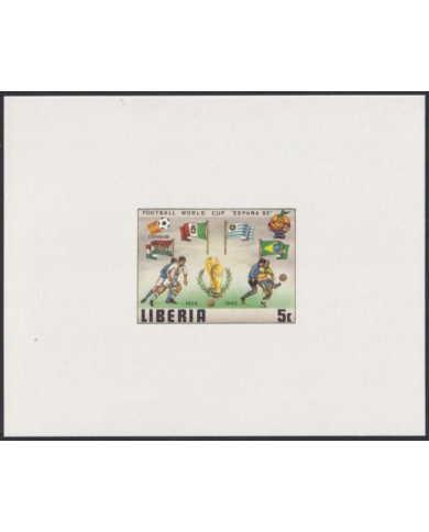 F-EX52430 LIBERIA MNH 1982 CHAMPIONSHIP SOCCER FOOTBALL IMPERF CARDBOAD PROOF.