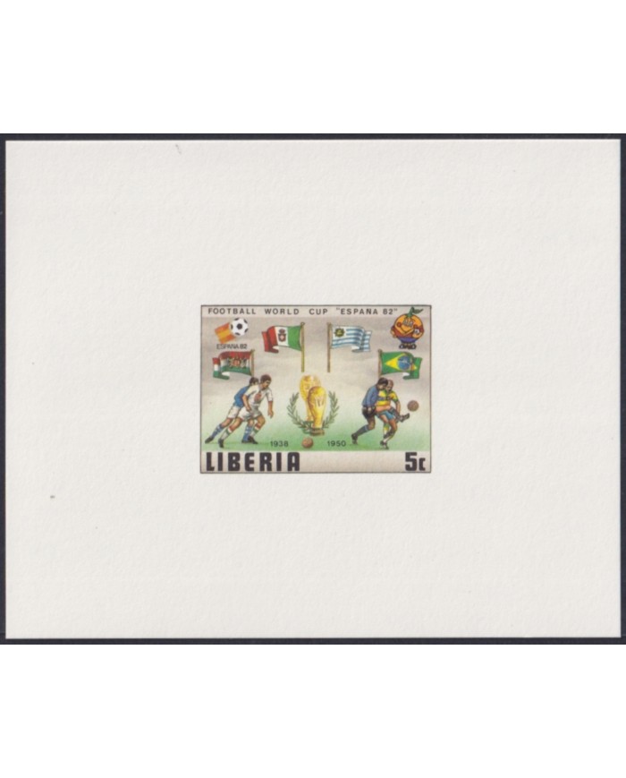 F-EX52430 LIBERIA MNH 1982 CHAMPIONSHIP SOCCER FOOTBALL IMPERF CARDBOAD PROOF.