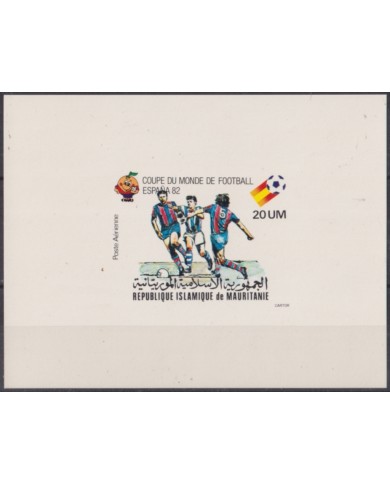 F-EX52420 MAURITANIA MNH 1982 CHAMPIONSHIP SOCCER FOOTBALL IMPERF CARDBOARD PROOF.