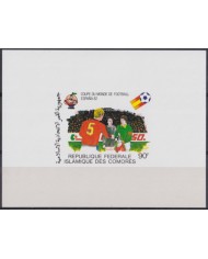 F-EX52434 COMORES MNH 1982 SOCCER FOOTBALL IMPERF CARBOARD DELUXE PROOF.