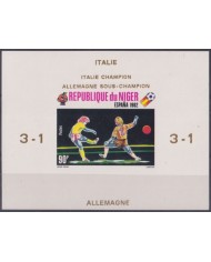 F-EX52424 NIGER MNH 1982 SOCCER FOOTBALL IMPERF CARBOARD PROOF GOLDEN OVERPRINT WINNER.