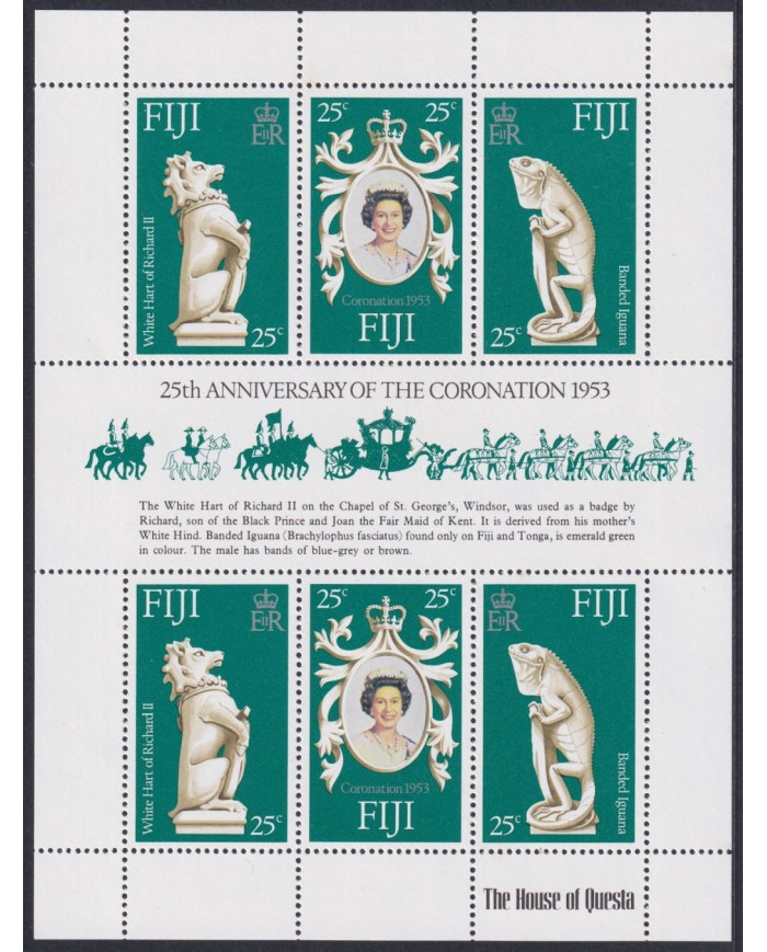 F-EX52498 FIJI IS MNH 1978 SILVER JUBILEE CORONATION ELIZABETH II.
