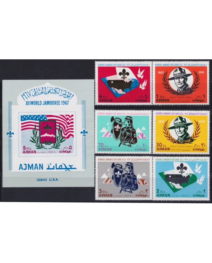 F-EX51978 SOUTH ARABIA SAUDI AJMAN MH 1967 IDAHO JAMBOREE BOYS SCOUTS.