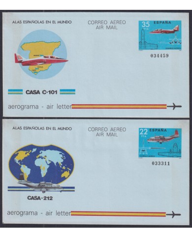 F-EX52482 ESPAÑA SPAIN 1983 AEROGRAMME SPANISH AIRPLANE AVIATION AVION.