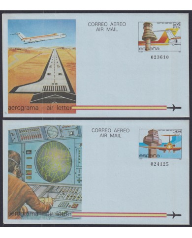 F-EX52483 ESPAÑA SPAIN 1984 AEROGRAMME CONTROL TOWELL AIRPLANE AVIATION AVION.
