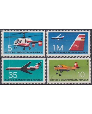 F-EX50888 GERMANY DDR 1972 AIRPLANE HELICOPTER AVION.