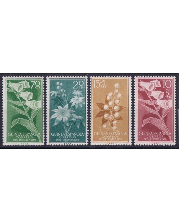 F-EX52463 SPAIN GUINEA MNH 1959 PRO-CHILDREN CHILD FLOWER FLORES.