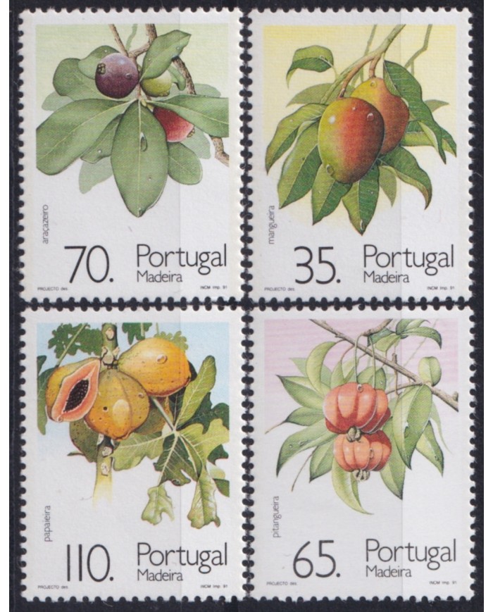 F-EX52509 MADEIRA PORTUGAL MNH 1991 FRUIT GARDEN FLOWER FLORES MANGO PAPAYA.