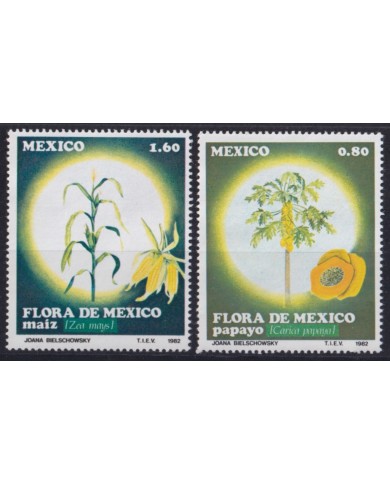 F-EX52510 MEXICO MNH 1982 FOOD FLOWER FLORES PAPAYA MAIZ CORN.