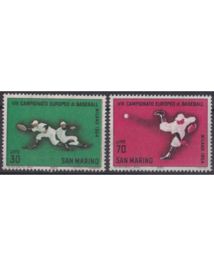 F-EX52628 SAN MARINO 1964 MNH VII EUROPEAN CHAMPIONSHIP OPF BASEBALL.