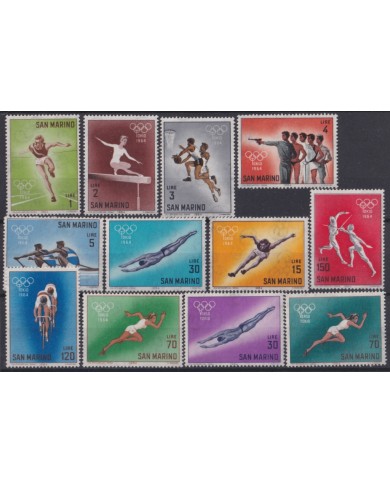 F-EX52633 SAN MARINO 1963 MNH OLYMPIC GAMES TOKIO CYCLING ATHLETISM FENCING.
