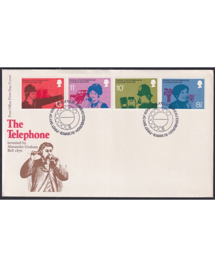 F-EX51275 UK ENGLAND 1976 FDC EDINBURGH CANCEL GRAHAM BELL TELEPHON.