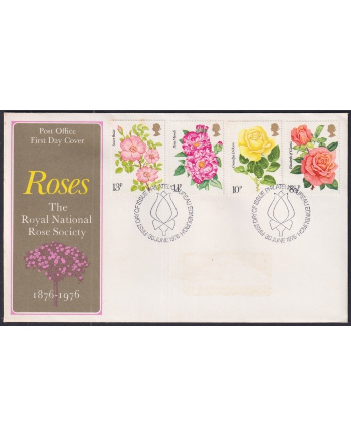 F-EX51278 UK ENGLAND 1976 FDC EDINBURGH CANCEL ROYAL NATIONAL ROSE SOCIETY.