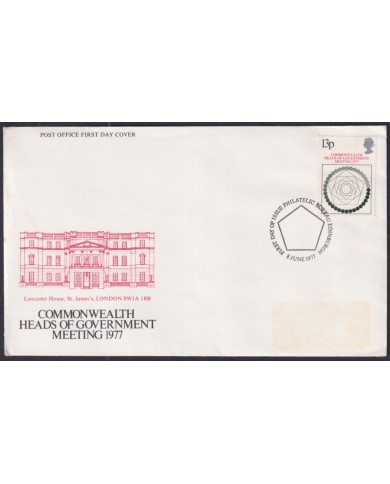 F-EX51290 UK ENGLAND 1977 FDC EDINBURGH CANCEL COMMONWELATH LANCASTER HOUSE.