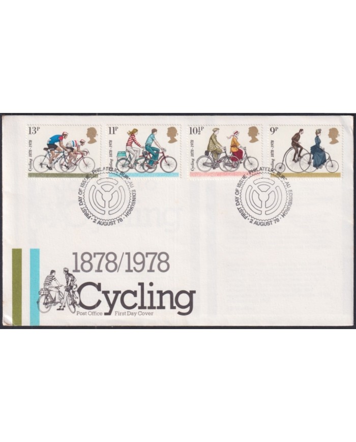 F-EX51302 UK ENGLAND 1977 FDC EDINBURGH CANCEL CYCLING CYCLE.