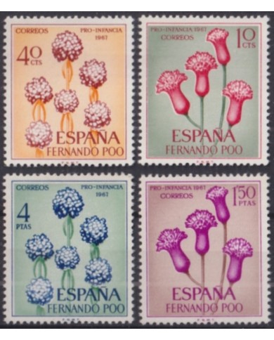 F-EX50836 FERNANDO POO ESPAÑA MNH 1967 PRO CHILDREN FLOWER FLORES GARDEN.