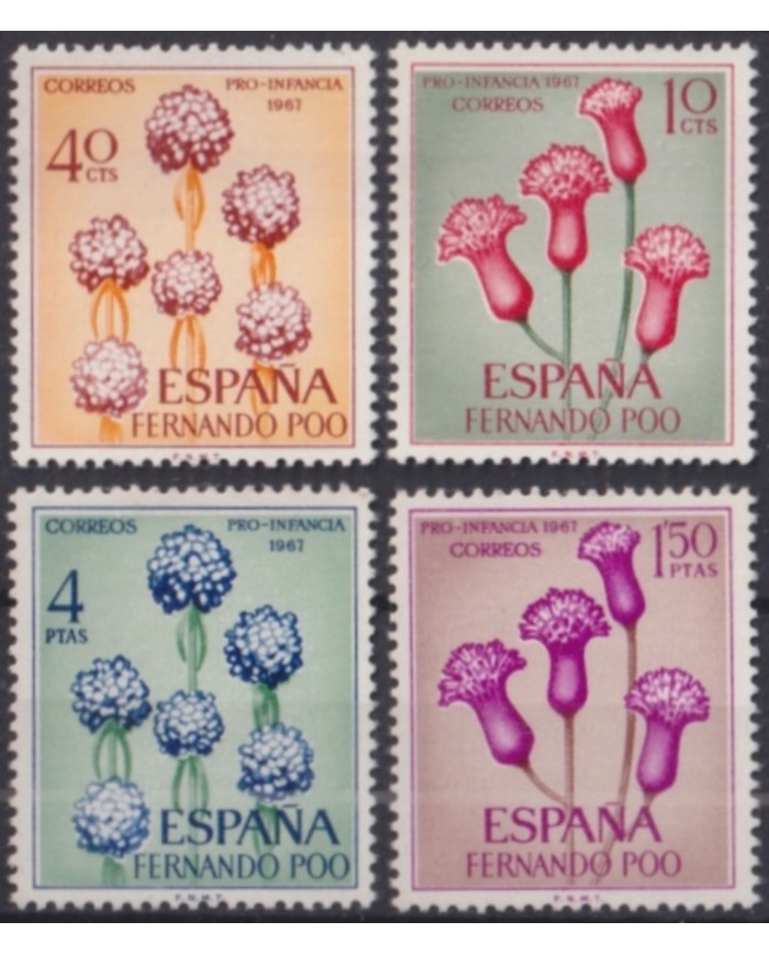 F-EX50836 FERNANDO POO ESPAÑA MNH 1967 PRO CHILDREN FLOWER FLORES GARDEN.