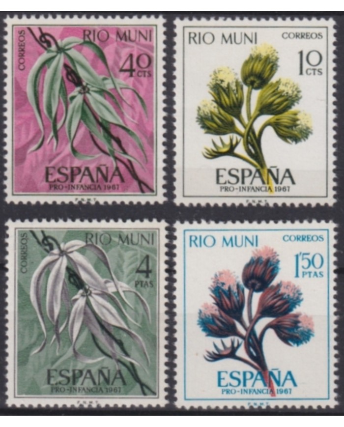 F-EX50832 MOROCCO RIO MUNI MNH 1967 PRO CHILDREN FLORES FLOWERS.