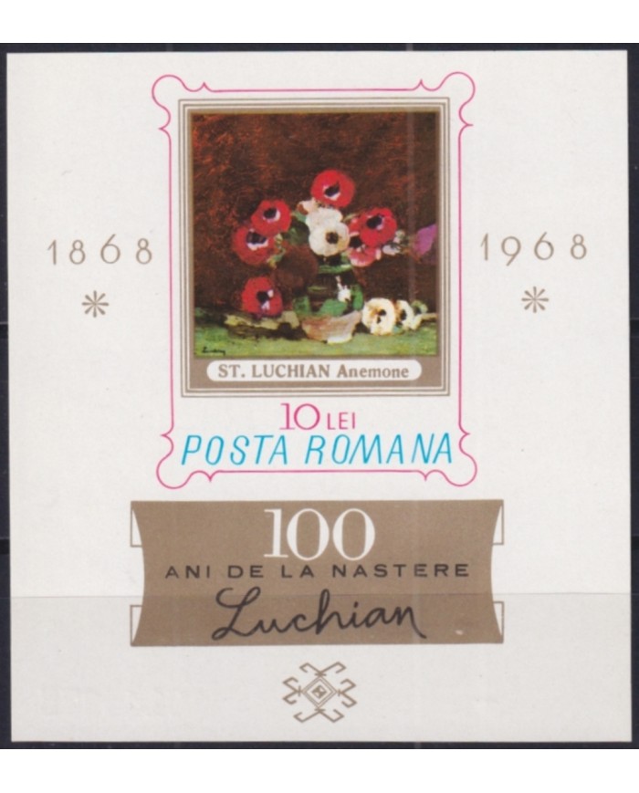 F-EX50875 RUMANIA MNH 1968 ART PAINTING LUCHIAN BOTANICAL FLOWER FLORES.