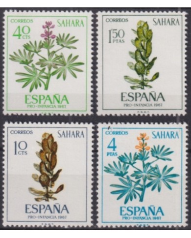 F-EX50831 SAHARA ESPAÑA SPAIN MNH 1967 PRO CHILDREN FLORES FLOWERS.
