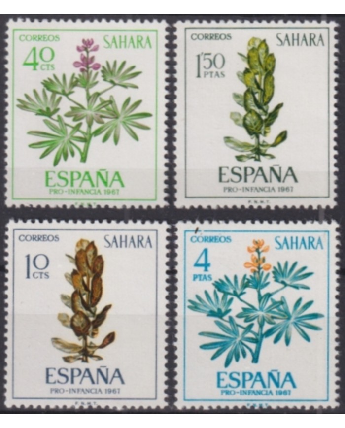 F-EX50831 SAHARA ESPAÑA SPAIN MNH 1967 PRO CHILDREN FLORES FLOWERS.