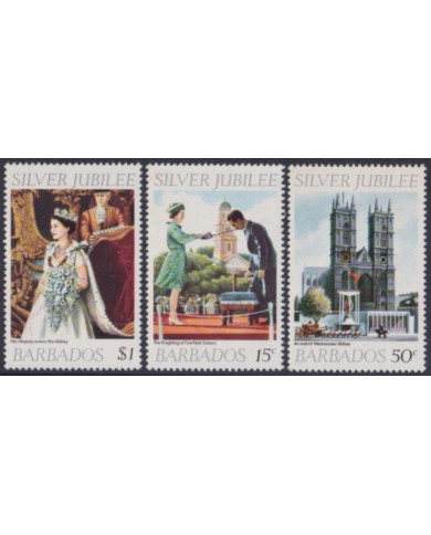 F-EX49574 BARBADOS UK ENGLAND MNH 1977 ROYAL FAMILY SILVER JUBILEE CORONATION.