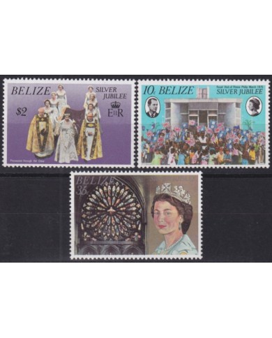 F-EX49603 BELIZE UK ENGLAND MNH 1977 ROYAL FAMILY SILVER JUBILEE CORONATION.